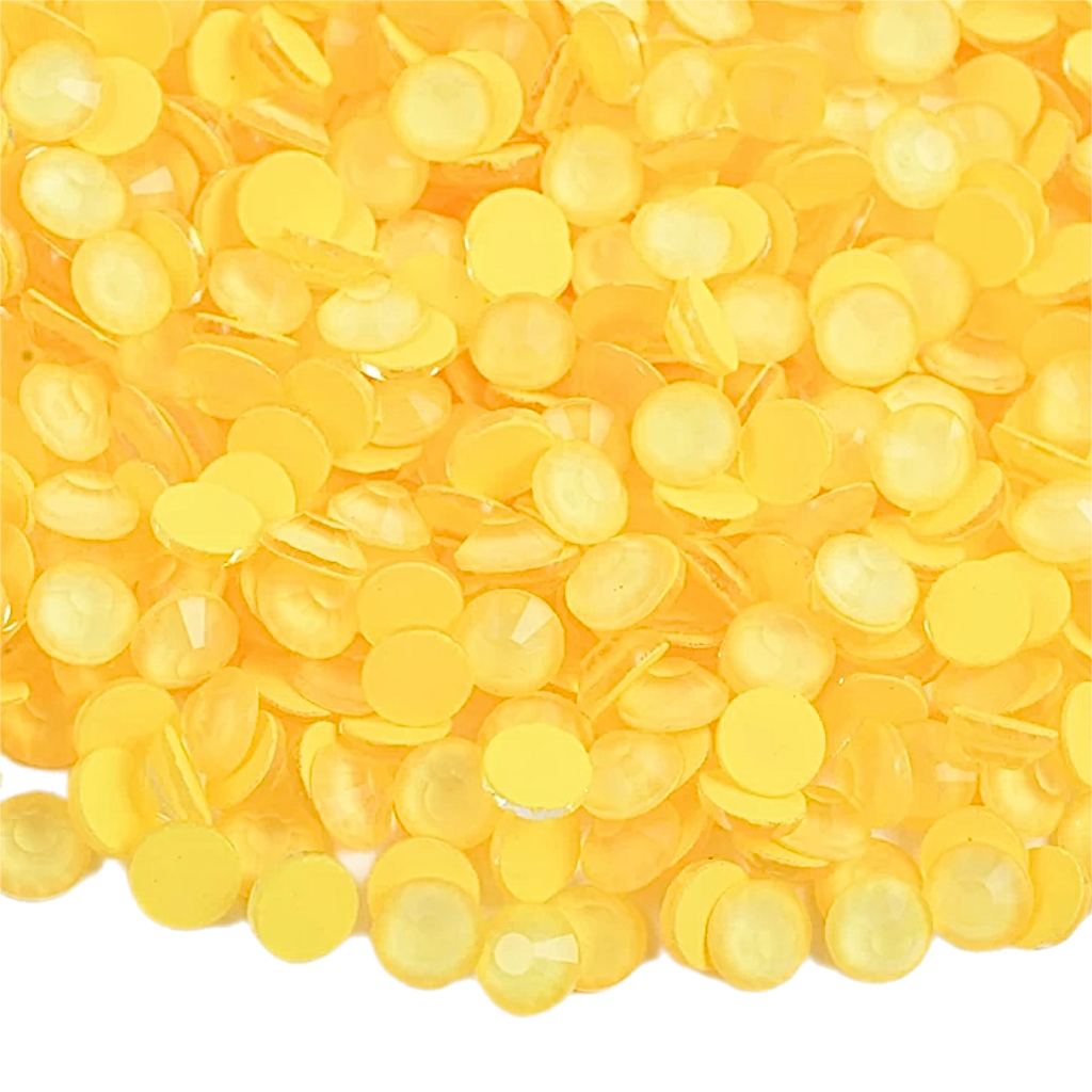Neon Buttercup Round Glass Flatback Crystals