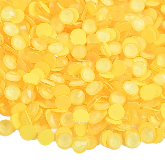 Neon Buttercup Round Glass Flatback Crystals