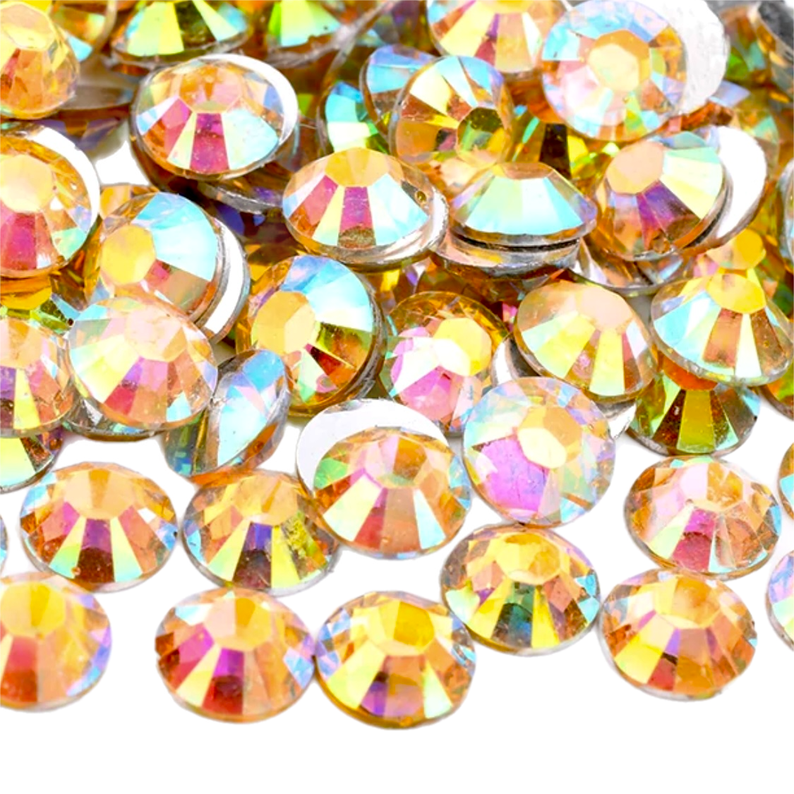Light Topaz AB Resin Foil Back Round Flat Back Rhinestones