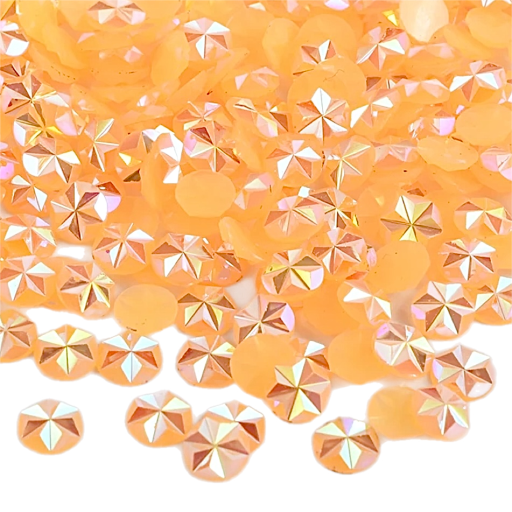 Flower / Star 5mm Jelly Orange AB Round Flat Back Rhinestones
