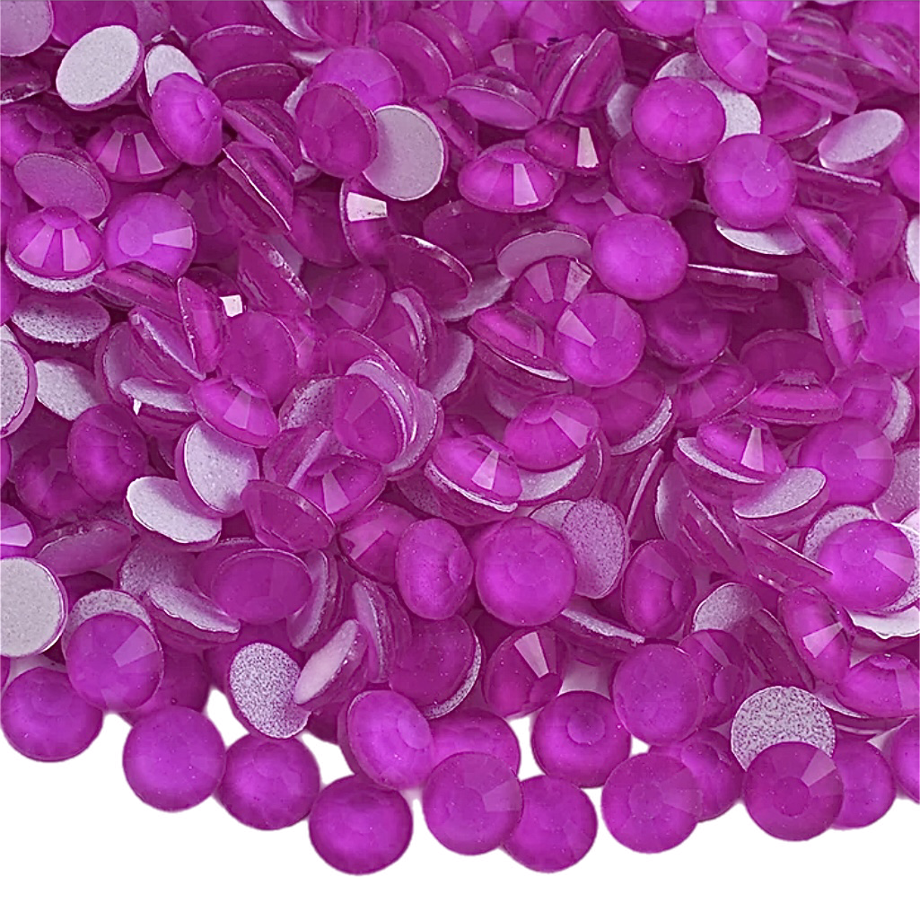 Neon Purple Round Glass Flatback Crystals