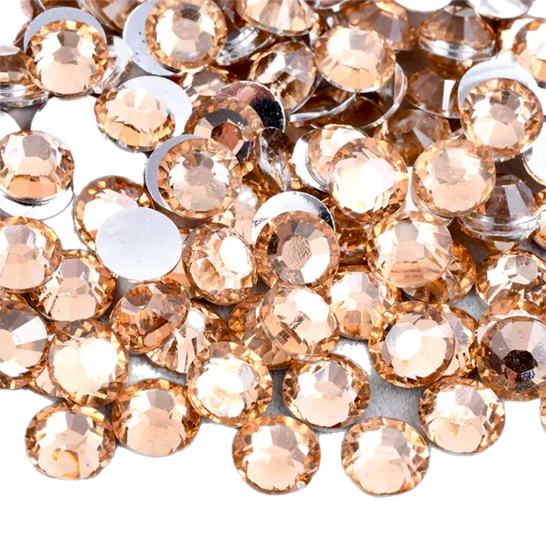 Light Peach Resin Foil Back Round Flat Back Rhinestones