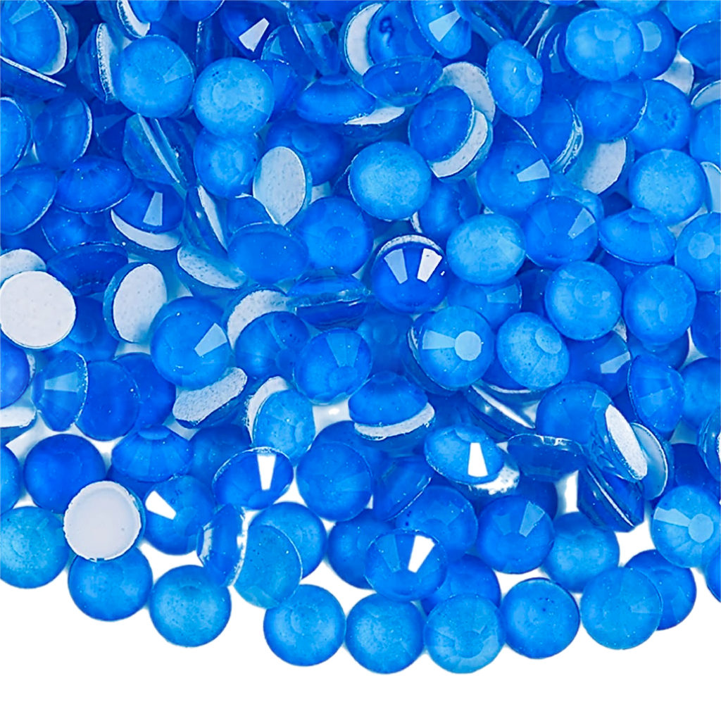 Neon Blue Round Glass Flatback Crystals