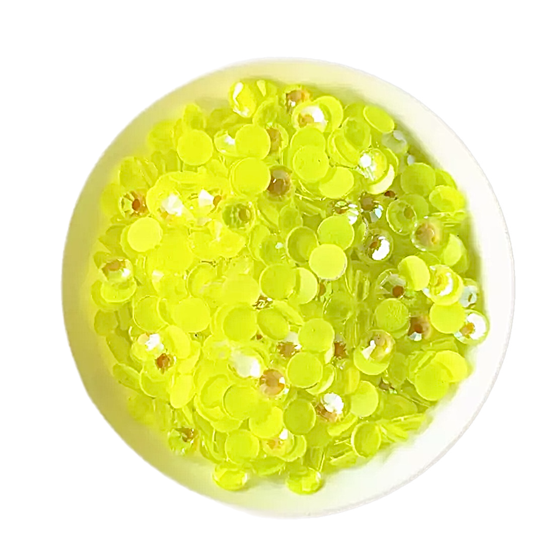 Luminescent Neon Citrine AB Round Glass Flatback Crystals