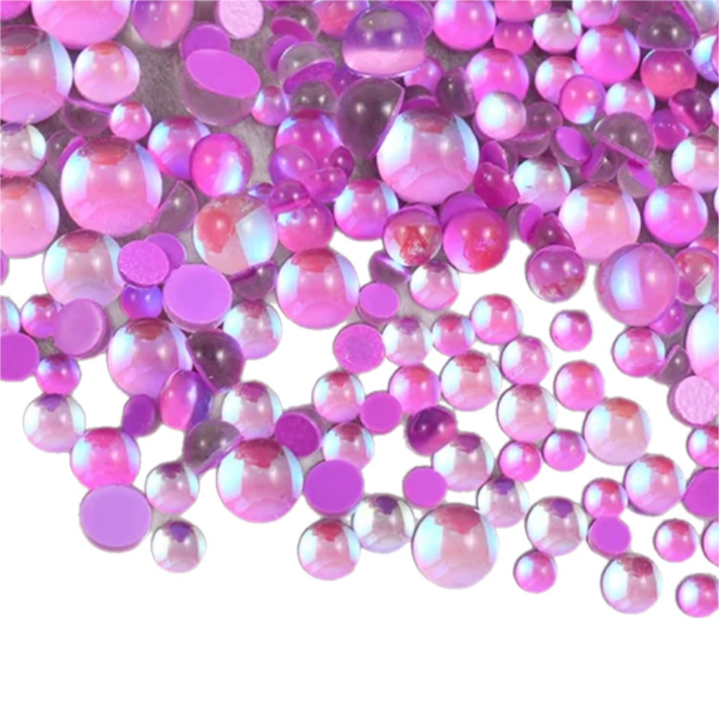 Amethyst Happy Mermaid Tears Round Glass Flatback Crystals