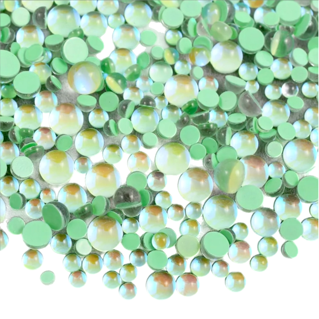 Light Emerald Happy Mermaid Tears Round Glass Flatback Crystals