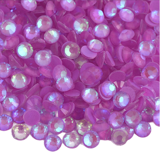 Luminous Amethyst AB Round Glass Flatback Crystals