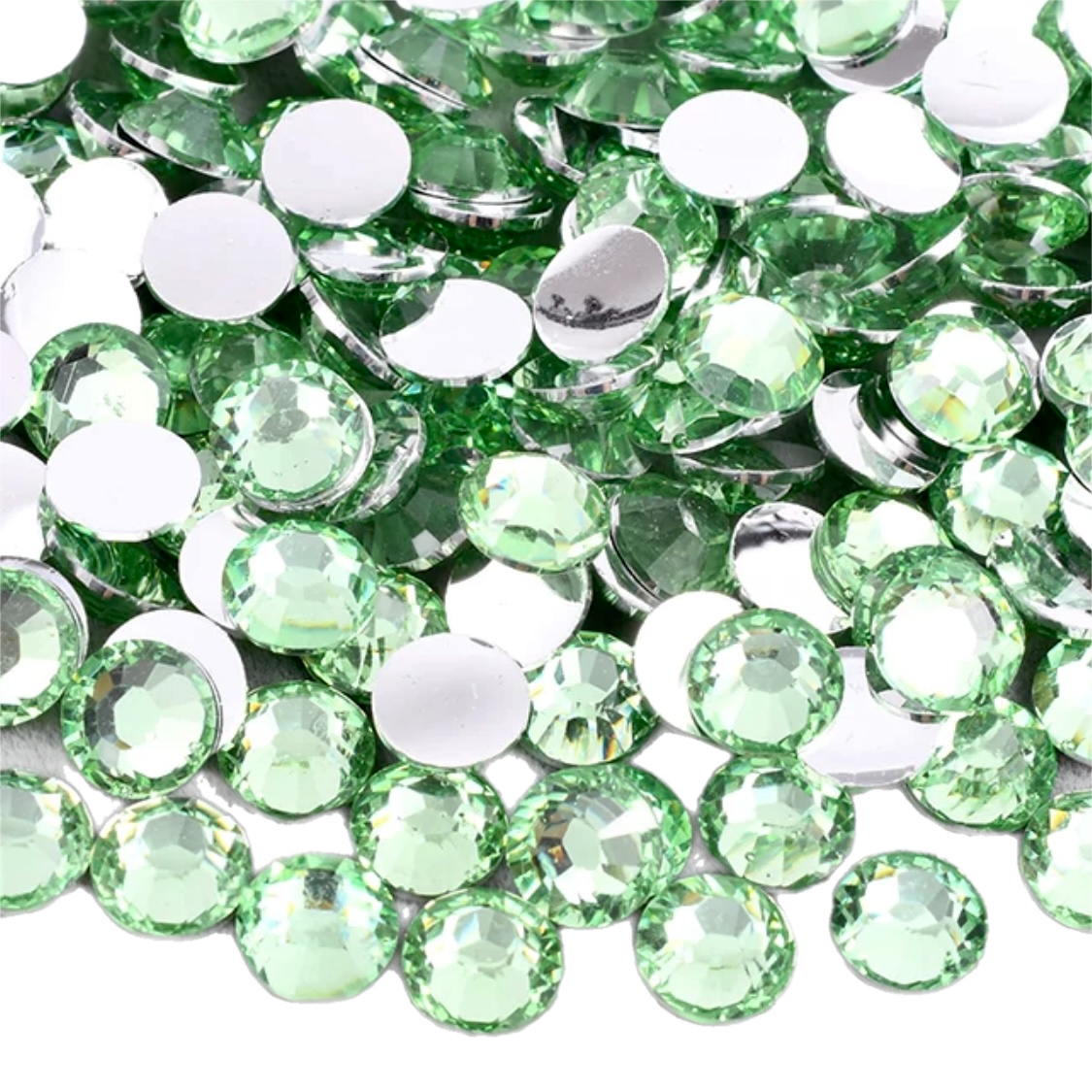 Light Emerald Resin Foil Back Round Flat Back Rhinestones