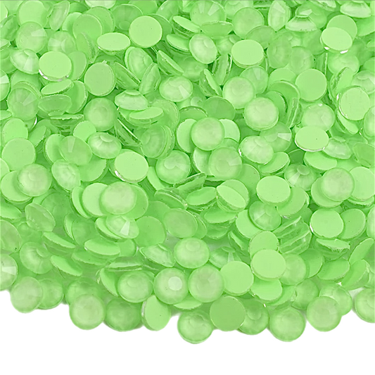 Neon Limesicle Round Glass Flatback Crystals