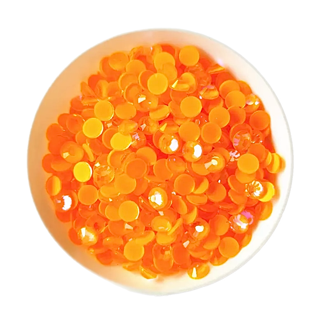 Luminescent Neon Orange AB Round Glass Flatback Crystals