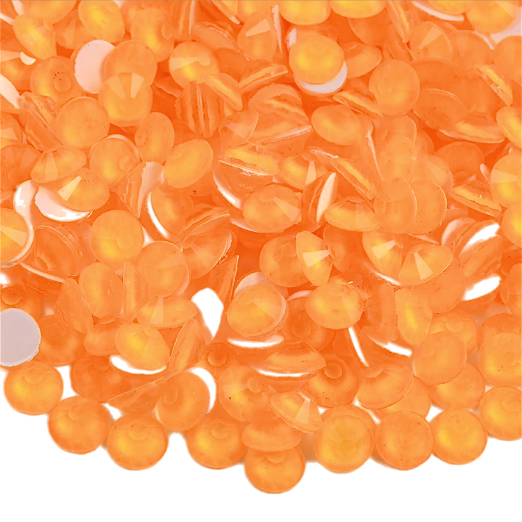 Neon Orange Round Glass Flatback Crystals
