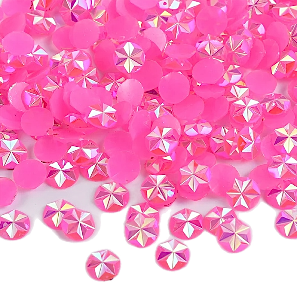 Flower / Star 5mm Jelly Rose AB Round Flat Back Rhinestones