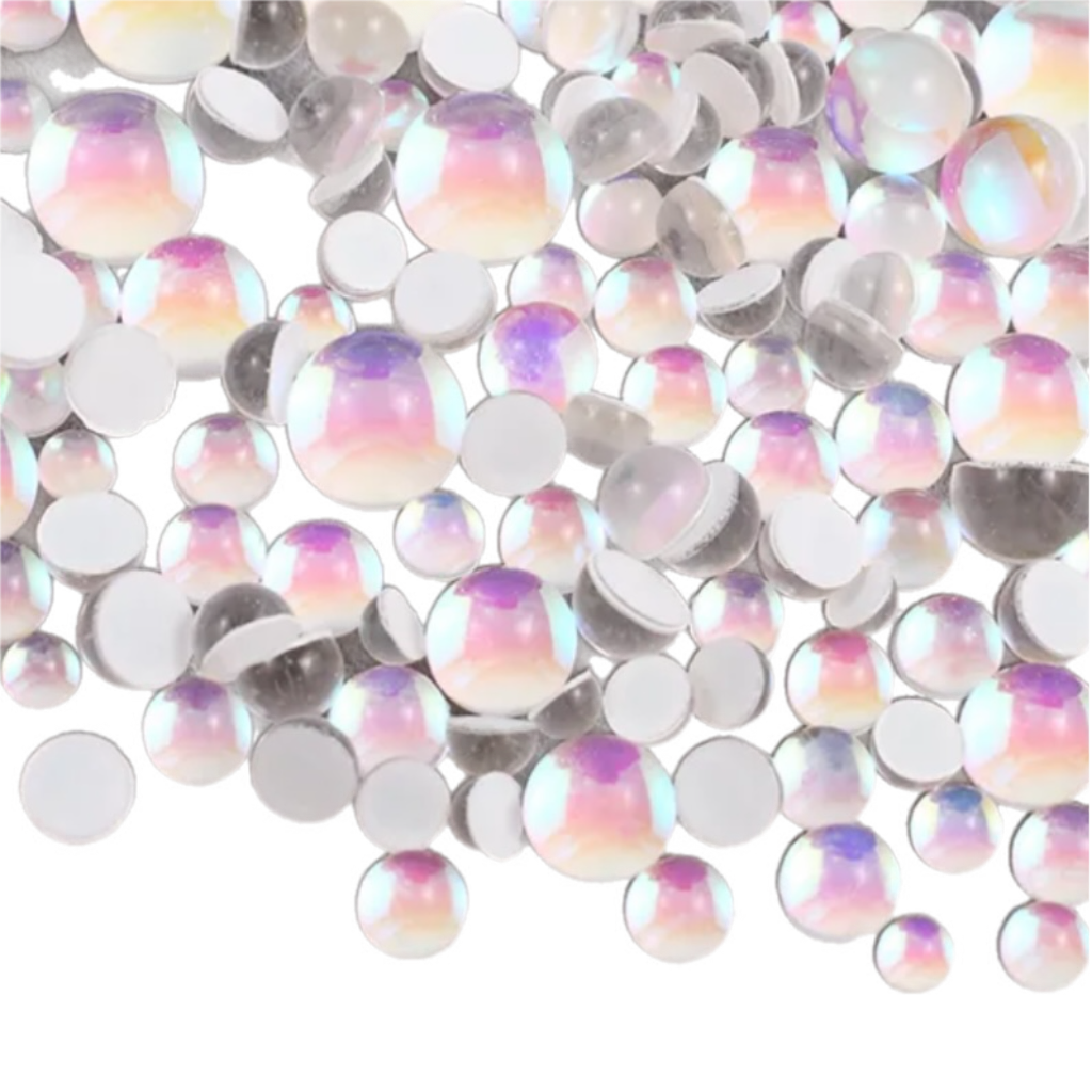 Chalk Mocha White Happy Mermaid Tears Round Glass Flatback Crystals