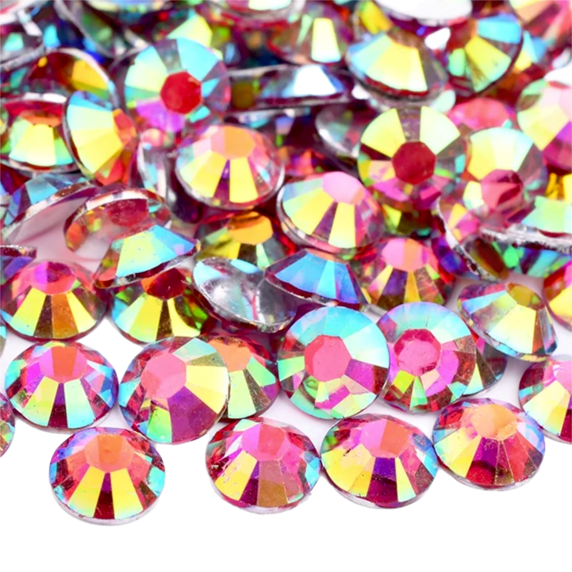 Dark Rose AB Resin Foil Back Round Flat Back Rhinestones