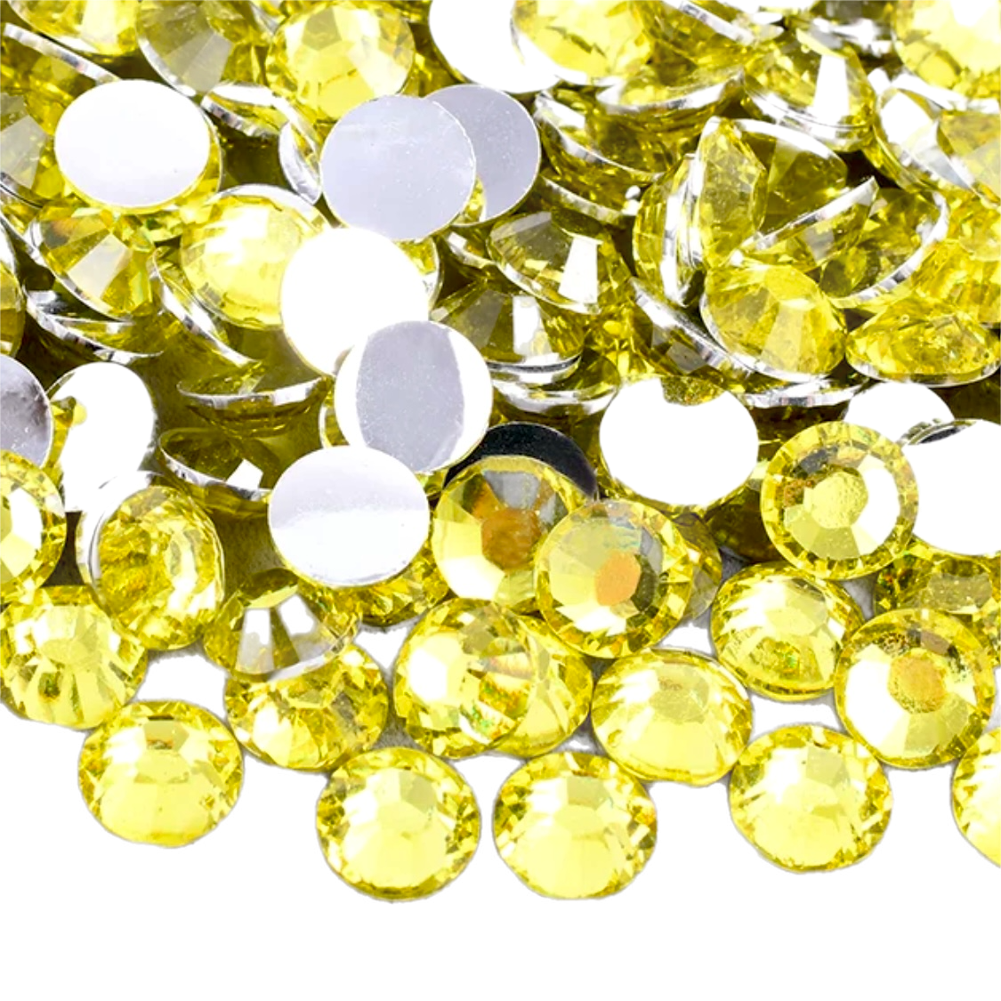 Citrine Resin Foil Back Round Flat Back Rhinestones