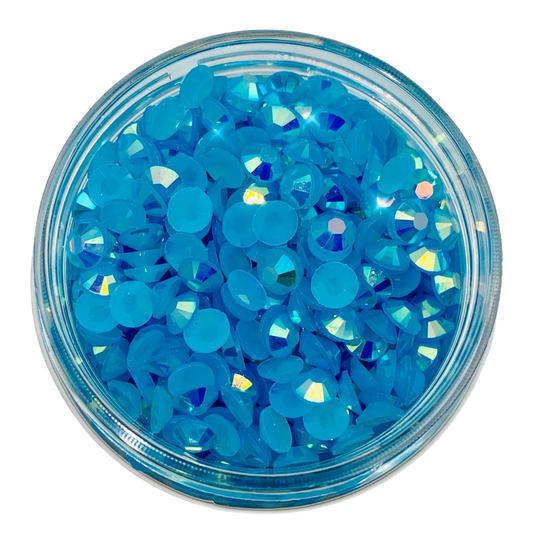 Jelly Blue Zircon AB Round Flat Back Rhinestones