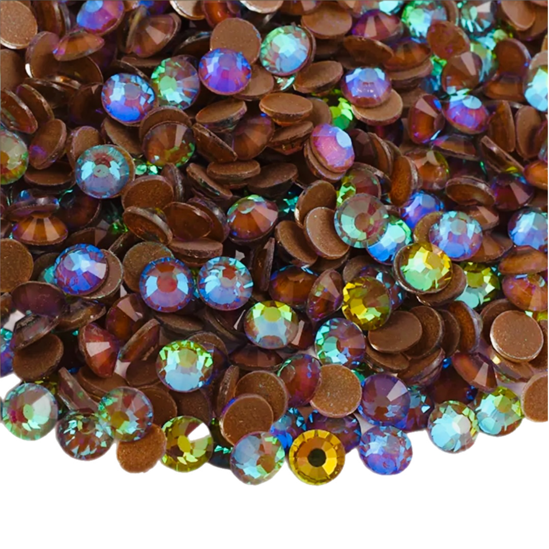 Luminous Coffee AB Round Glass Flatback Crystals