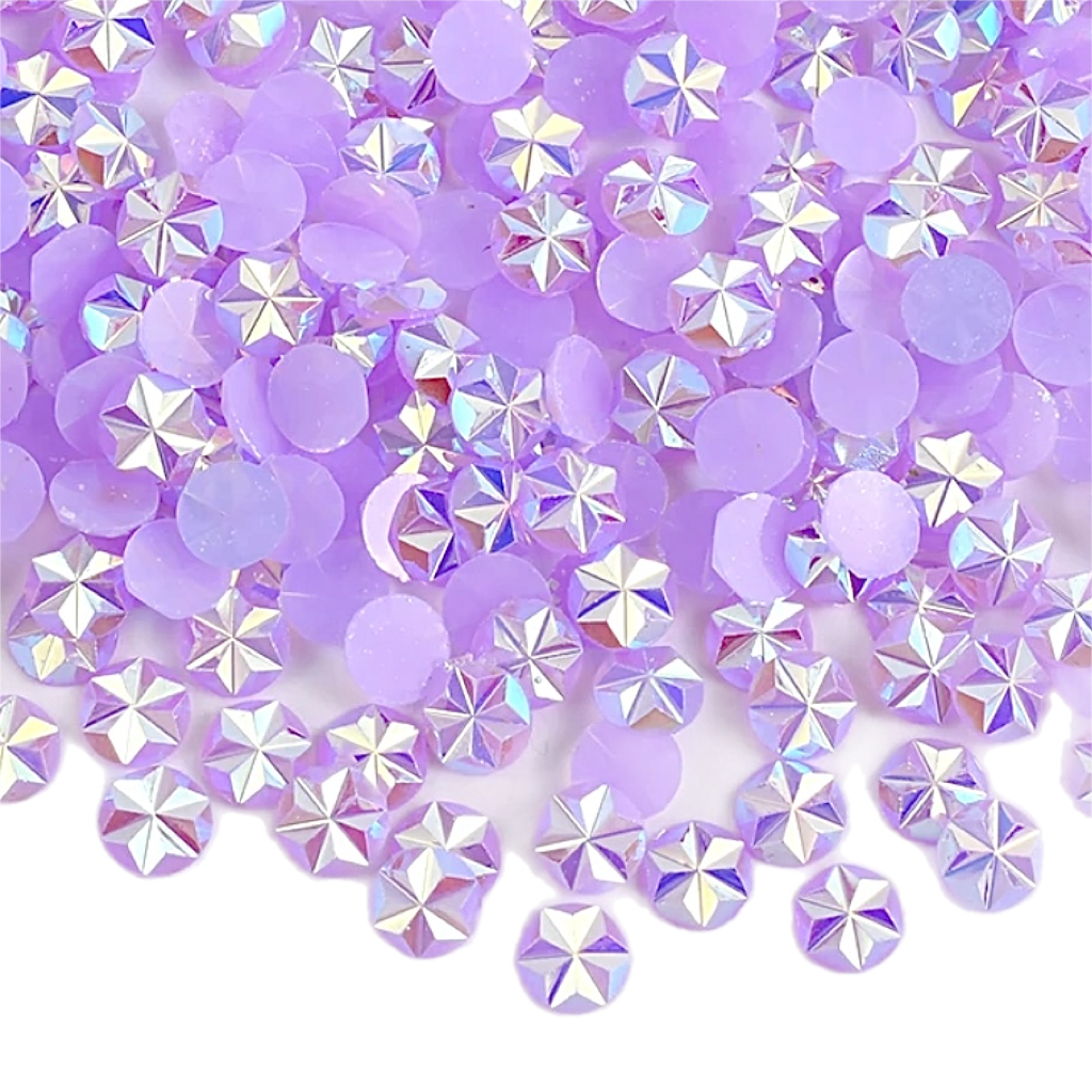 Flower / Star 5mm Jelly Light Amethyst AB Round Flat Back Rhinestones
