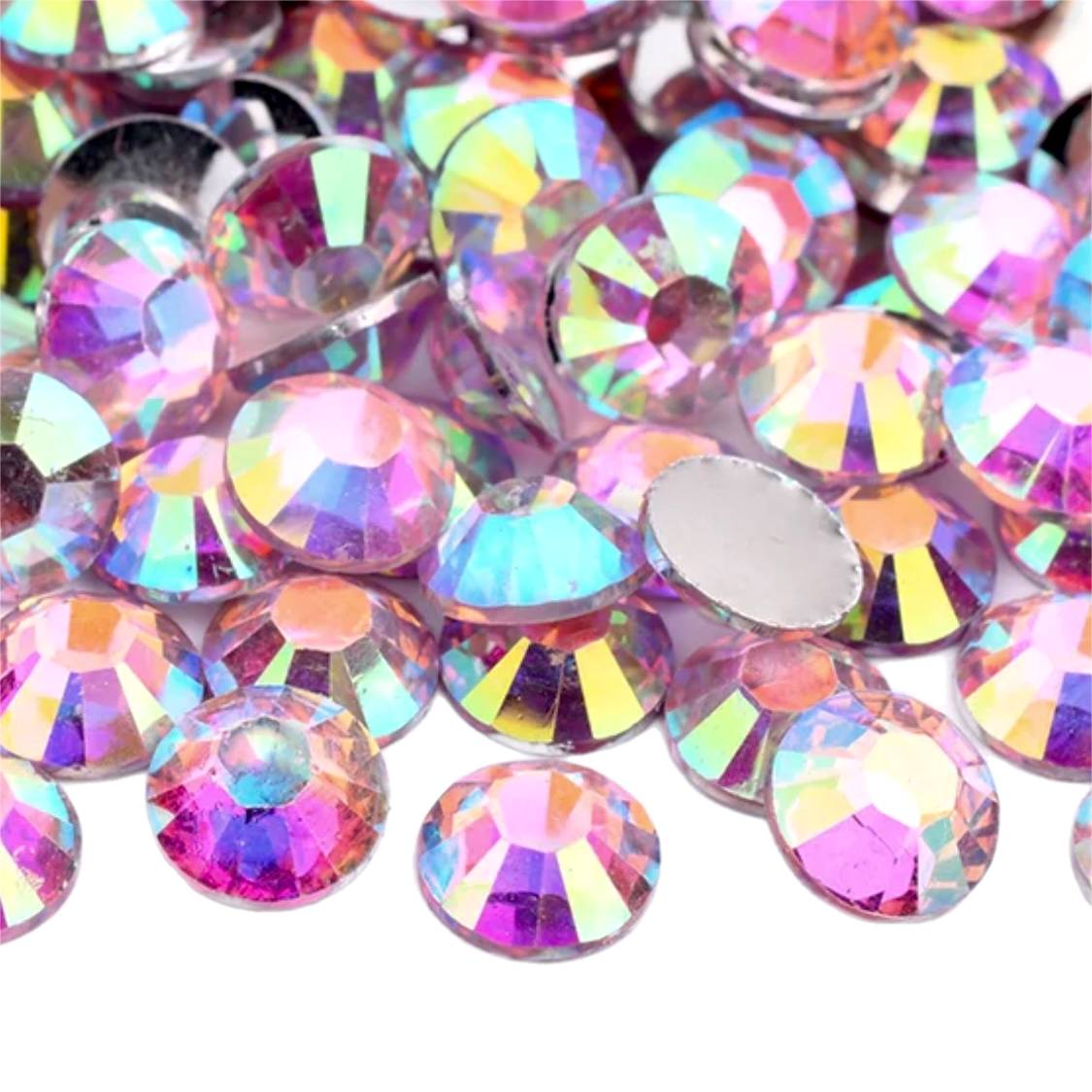 Light Pink AB Resin Foil Back Round Flat Back Rhinestones