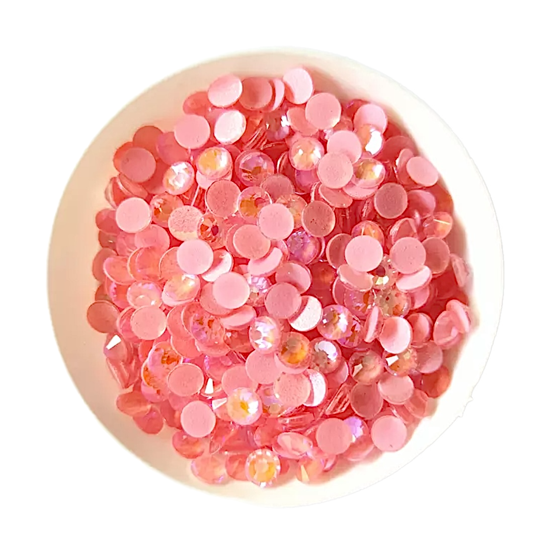 Luminescent Neon Light Pink AB Round Glass Flatback Crystals