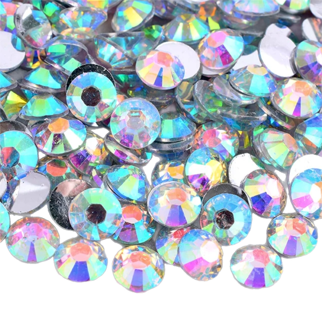 Crystal AB Resin Foil Back Round Flat Back Rhinestones