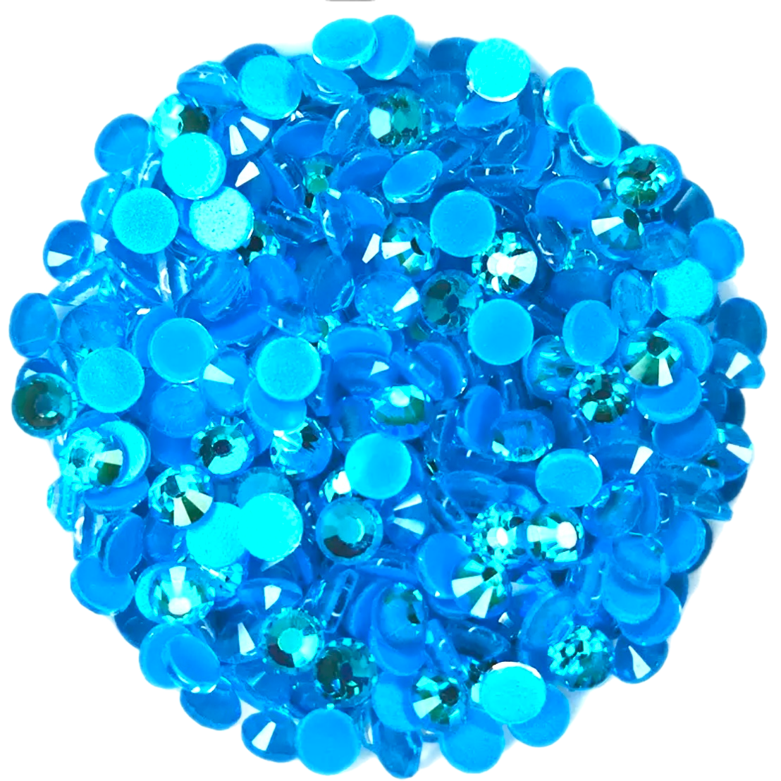 Luminescent Neon Sapphire AB Round Glass Flatback Crystals