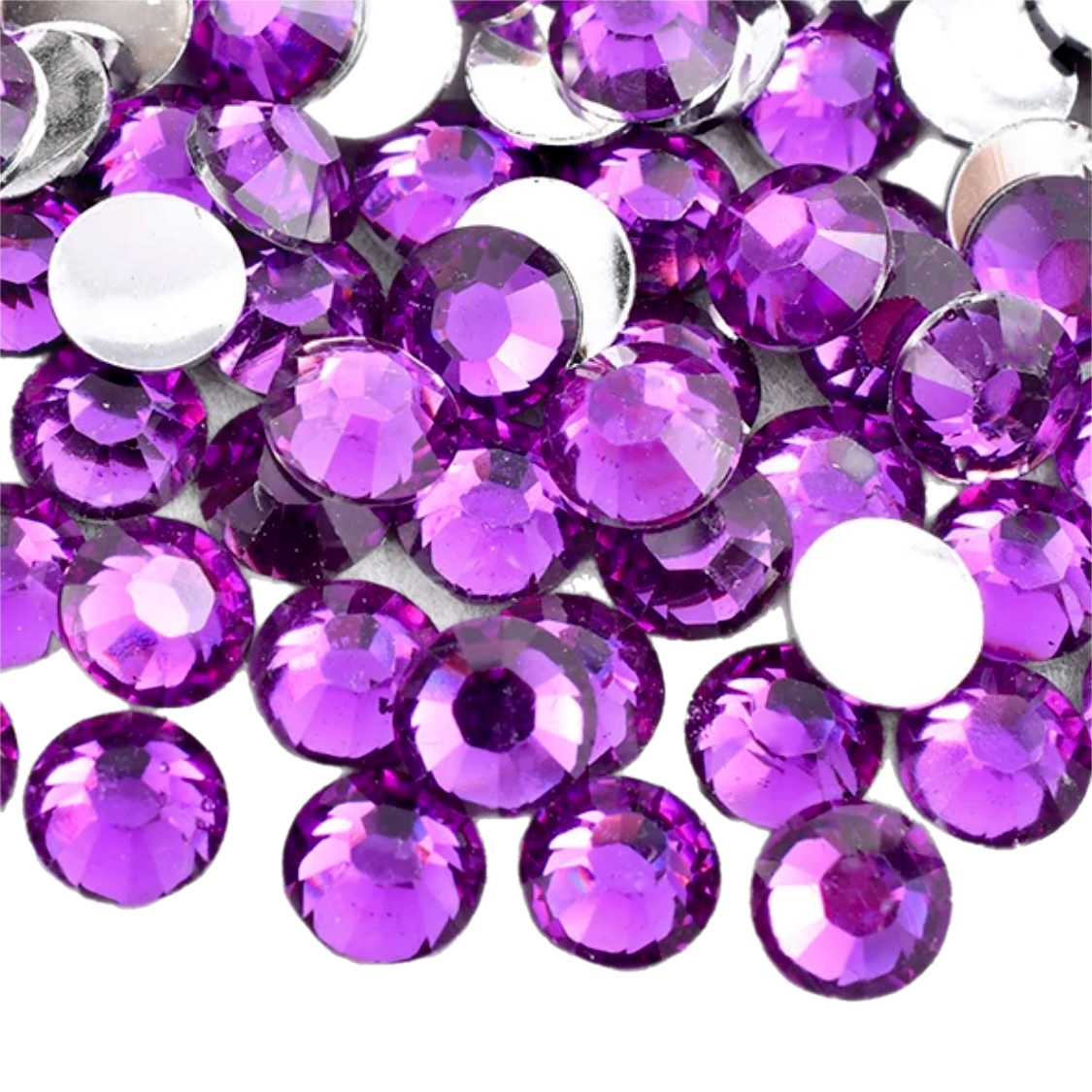 Amethyst Resin Foil Back Round Flat Back Rhinestones