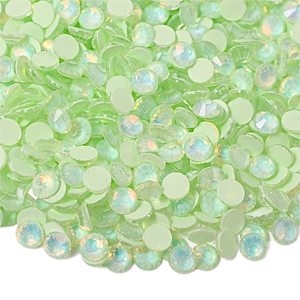 Mocha Light Emerald Opal Glass Crystals