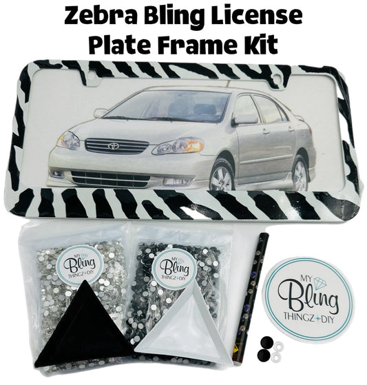 RTS Zebra Bling Licence Plate Frame Kit