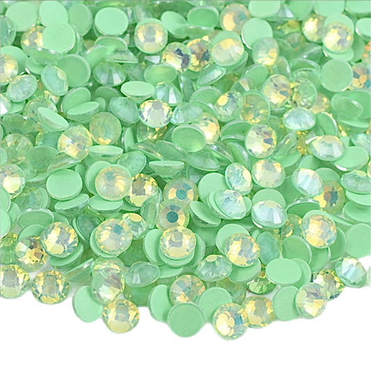 Luminous GreenOpal Round Glass Flatback Crystals