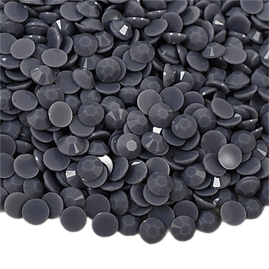 Solid Dark Grey Resin Jelly Round Flat Back Rhinestones