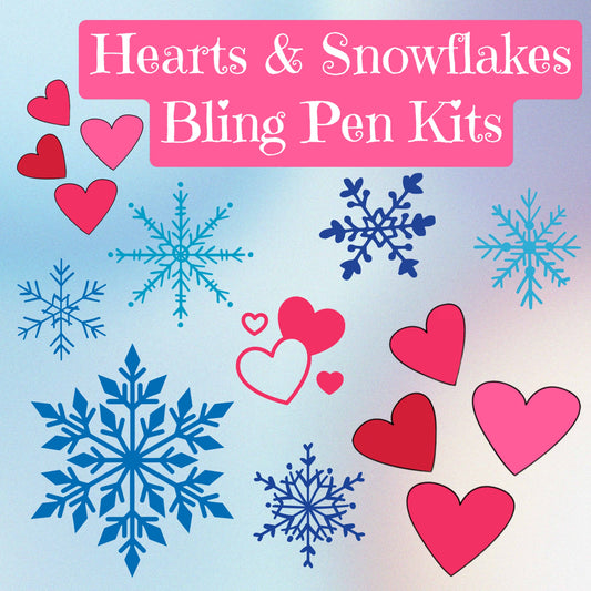 PREORDER Hearts & Snowflakes Bling Pen Kits