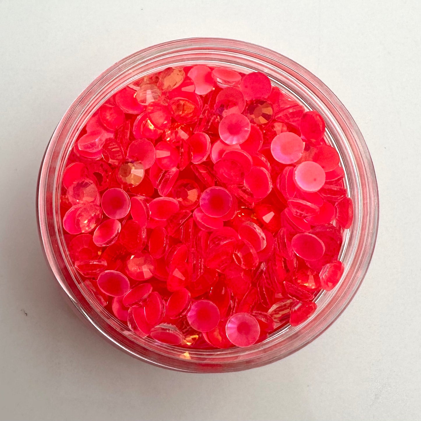 Rose Neon Opal Round Glass Flatback Crystals