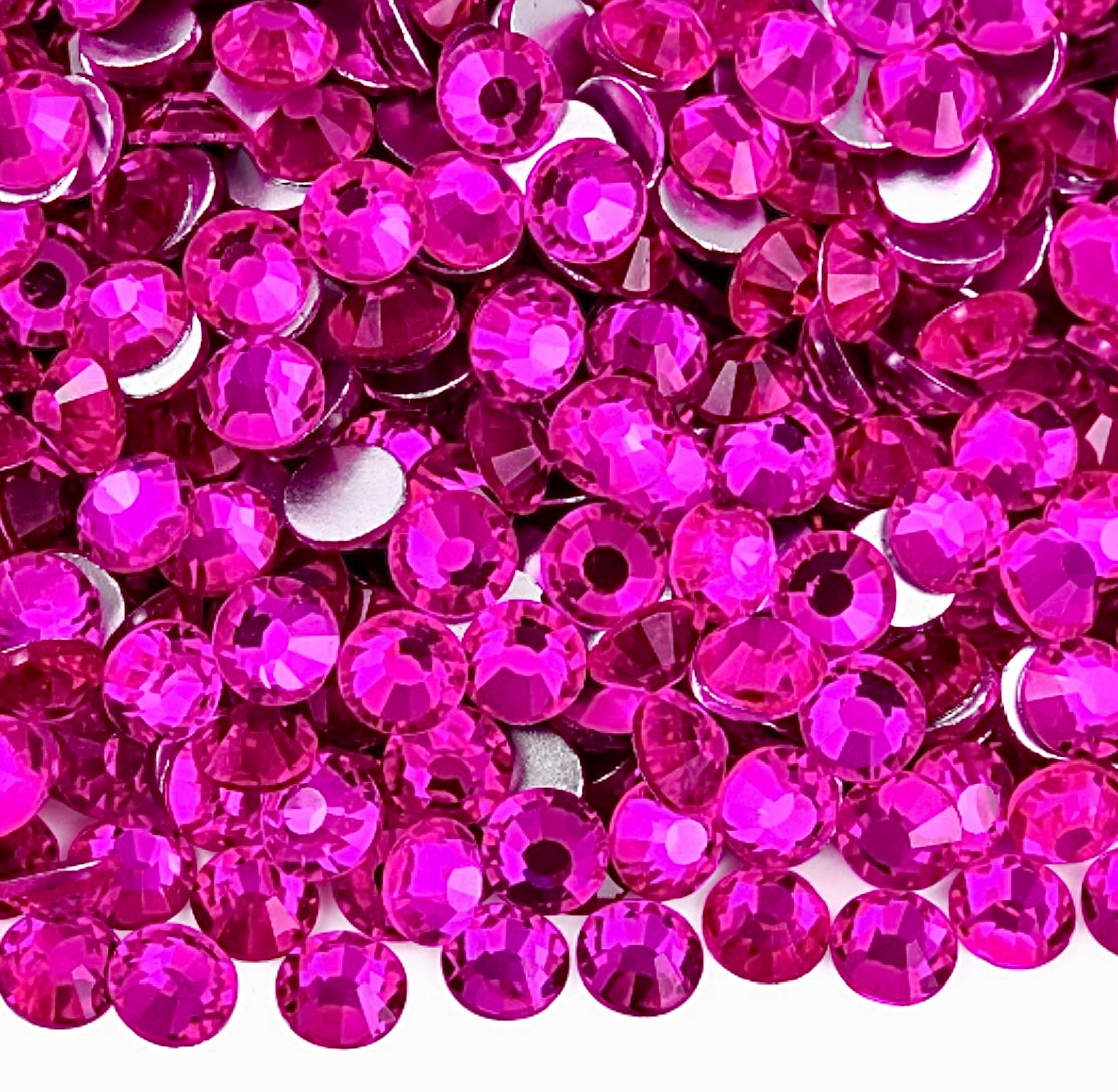 Light Rose B Glass Crystals HOT PINK