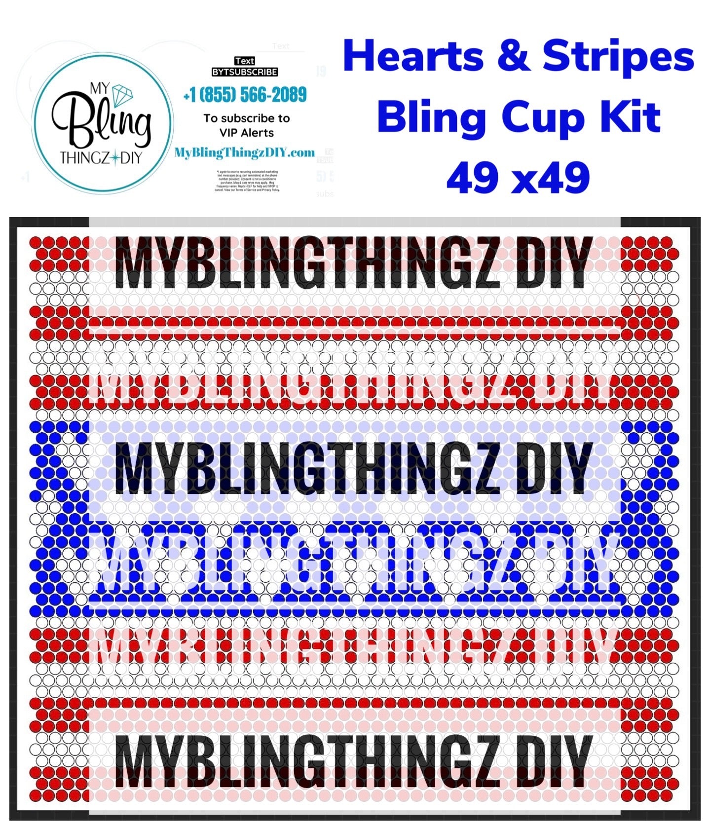 Hearts & Stripes Bling Cup Kit ♥️ 🤍 💙