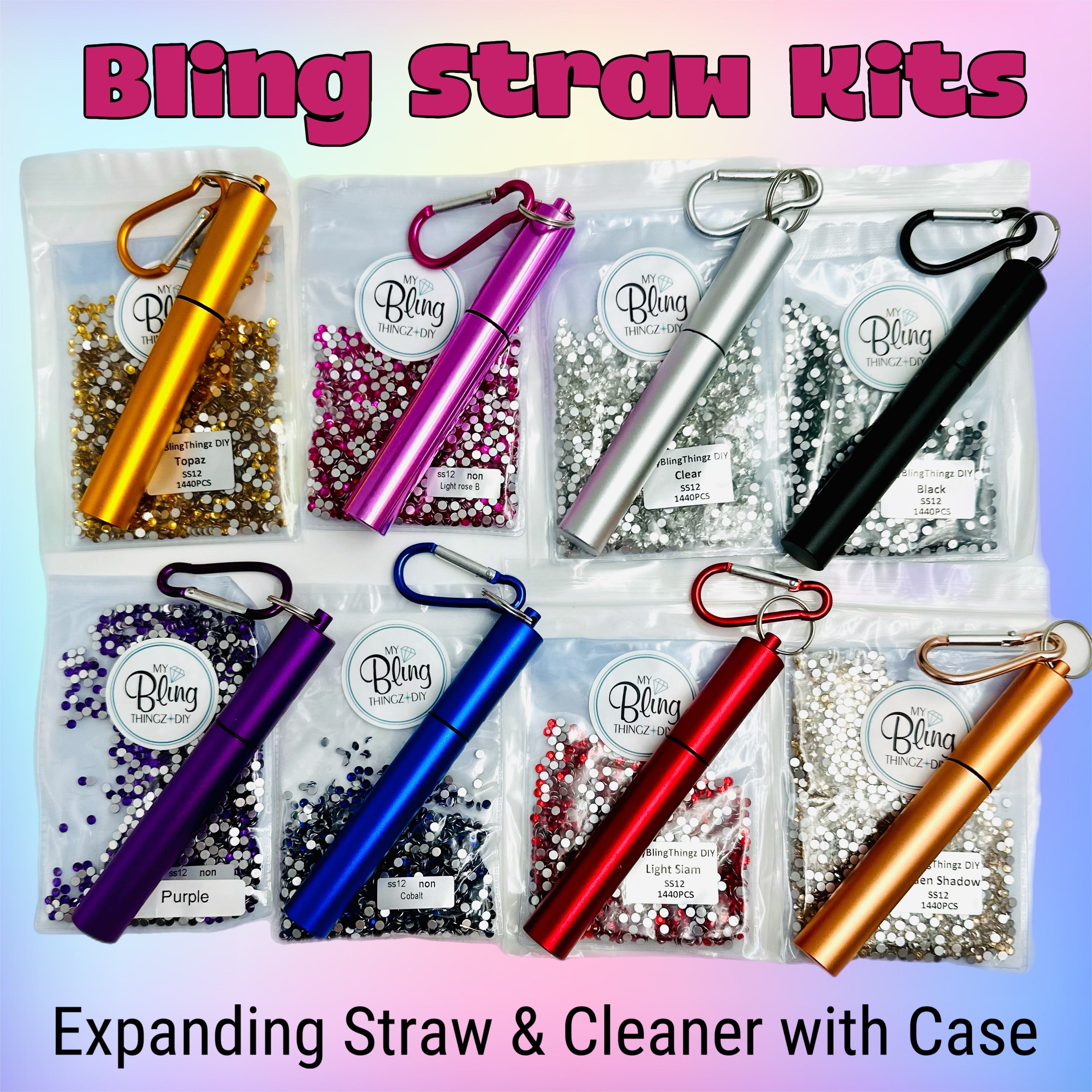 Bling Straw Kits in 8 Color Ways – MyBlingThingz DIY