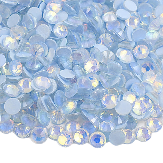 Luminous Blue Opal Round Glass Flatback Crystals
