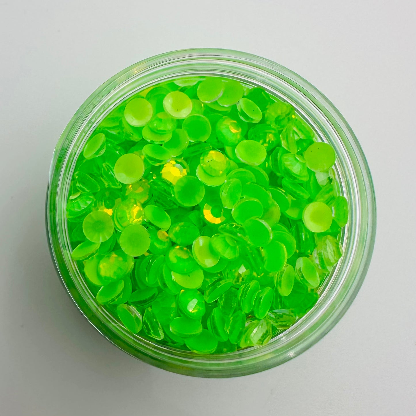 Lime Neon Opal Round Glass Flatback Crystals