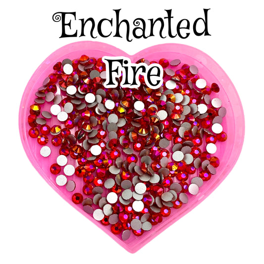 Enchanted Fire Round Glass Flatback Crystals in