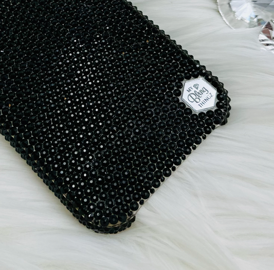 Hand-Placed Austrian Crystal Bling Phone Case for iPhone – Jet Black Micro Crystal Design 12ss