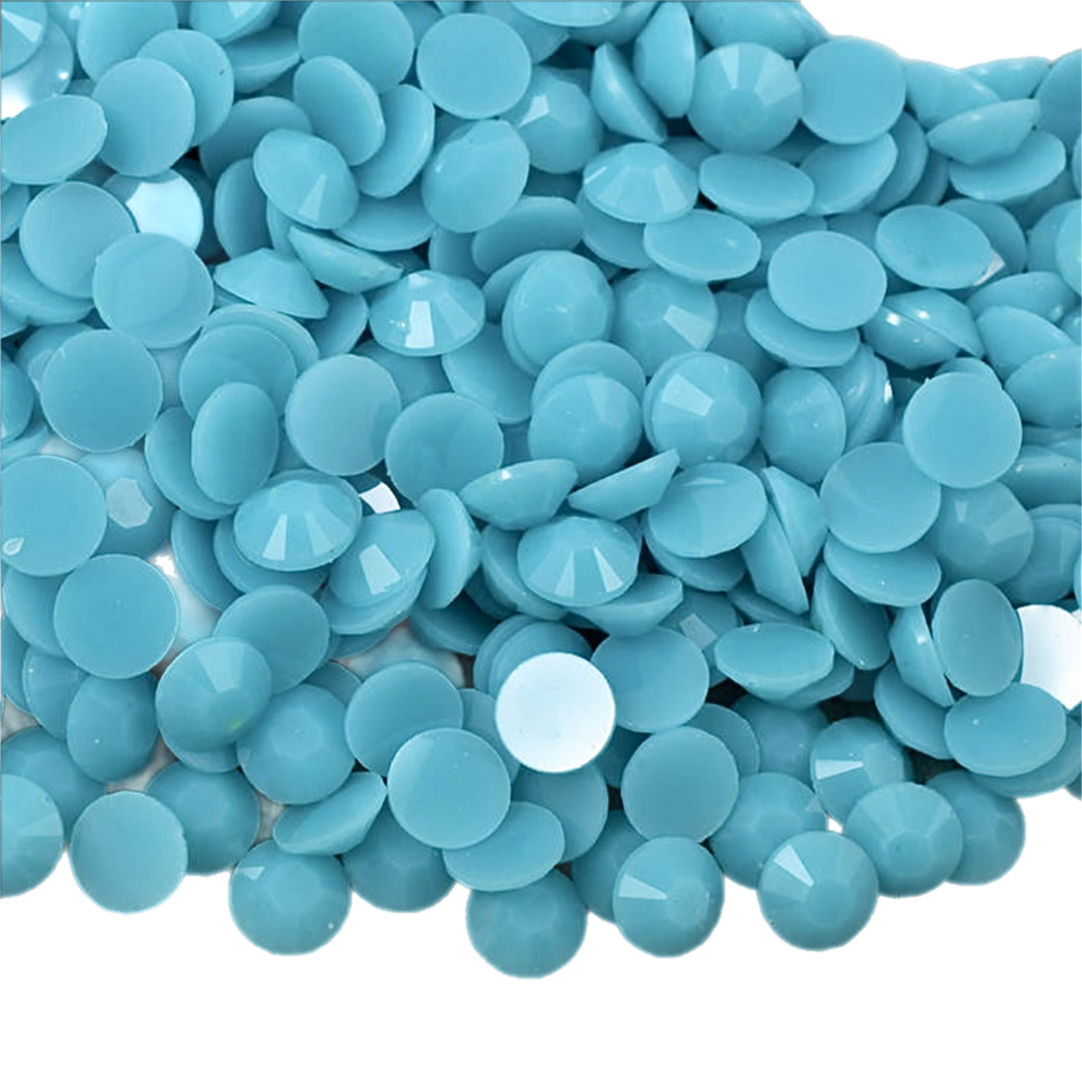 Solid Aqua Resin Jelly Round Flat Back Rhinestones