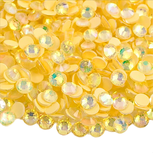 Luminous Yellow Opal Round Glass Flatback Crystals