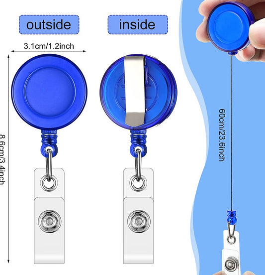 Retractable Badge Holder Reel with Metal Belt Clip Assorted Color Blanks