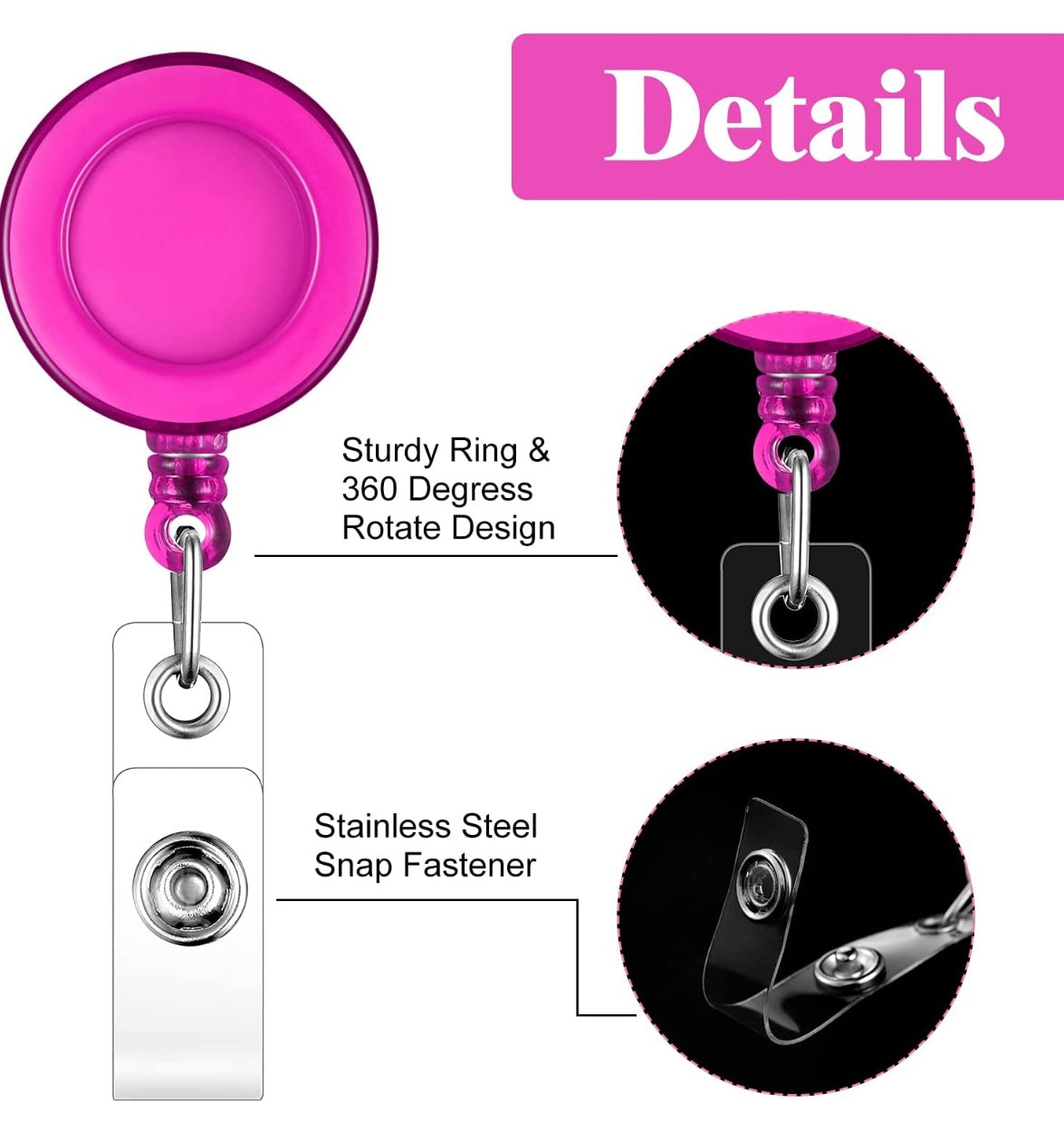 Retractable Badge Holder Reel with Metal Belt Clip Assorted Color Blanks