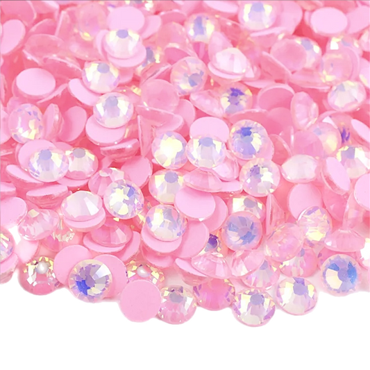 Luminous Pink Opal Round Glass Flatback Crystals
