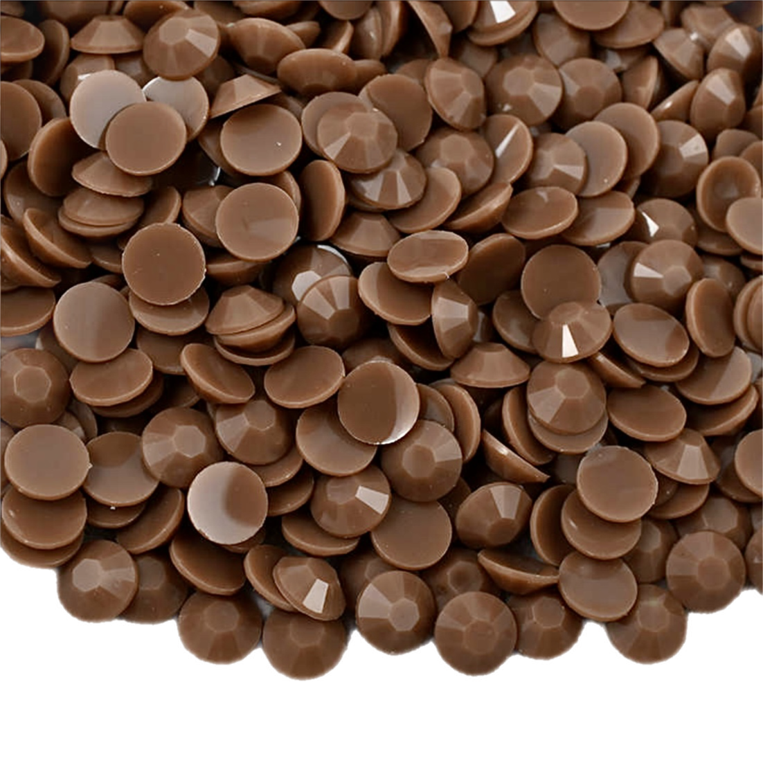 Solid Coffee Resin Jelly Round Flat Back Rhinestones