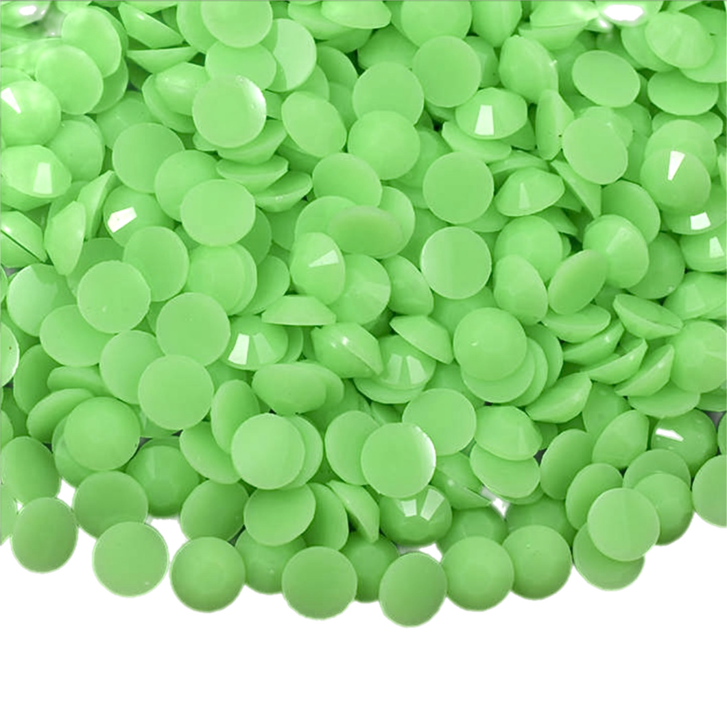Solid Light Emerald Resin Jelly Round Flat Back Rhinestones ...