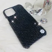 Bling Phone Case for iPhone with Jet Black Luxe Glass Rhinestones