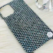 Hand-Placed Austrian Crystal Bling Phone Case for iPhone – Jet Hematite Design