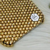 Hand-Placed Austrian Crystal Bling Phone Case for iPhone – Golden Shadow Design